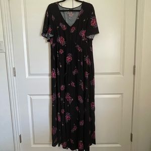 Torrid Black Floral V-neck Maxi Dress